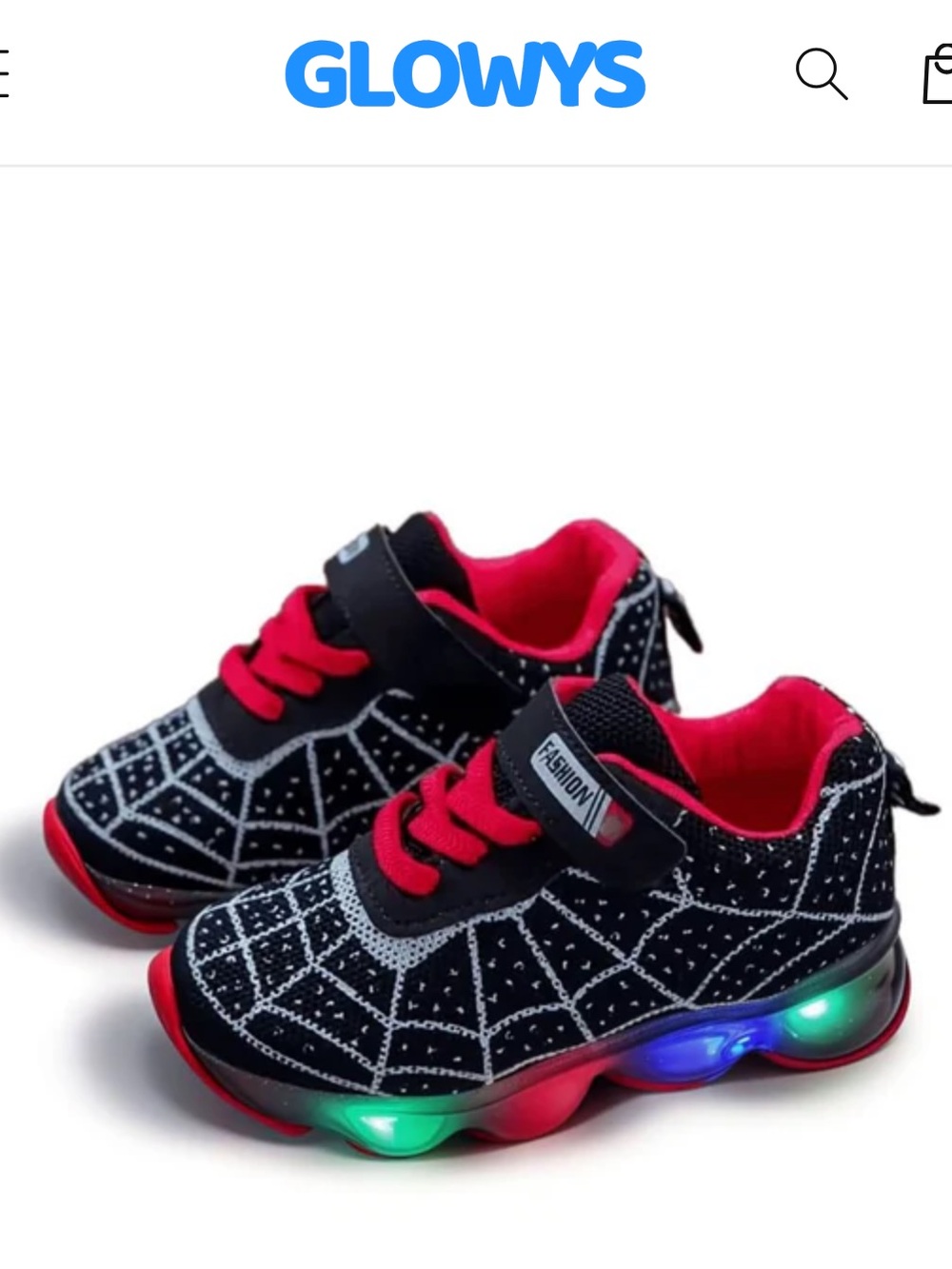 Glowys Spider-Themed Light-Up Shoes